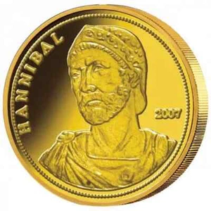 "Costa de marfil 1500 francos 2007 0,5 g fino oro 0,999 a prueba ""Hannibal"""" - Imagen 1 de 3