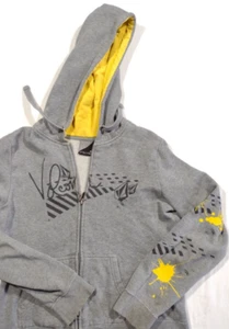 Volcom Hoodie Youth L Gray Yellow Adult Small Jacket Logo Zip Sweatshirt - Picture 1 of 12