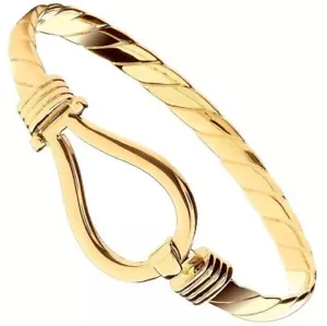 Mens Yellow Gold Hook Bangle Heavy Gents Bracelet Hallmarked British - Picture 1 of 3