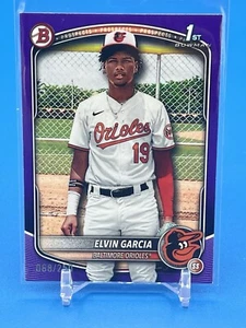 2025 Bowman Elvin Garcia RC 1st Purple Border Paper Orioles Rookie /250 - Bild 1 von 2