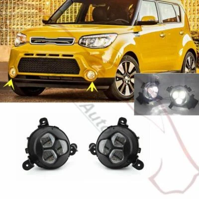 A Pair For Kia Soul 2014 2015 2016 LED Front Bumper Fog Lights Clear Lens - Imagem 1 de 4