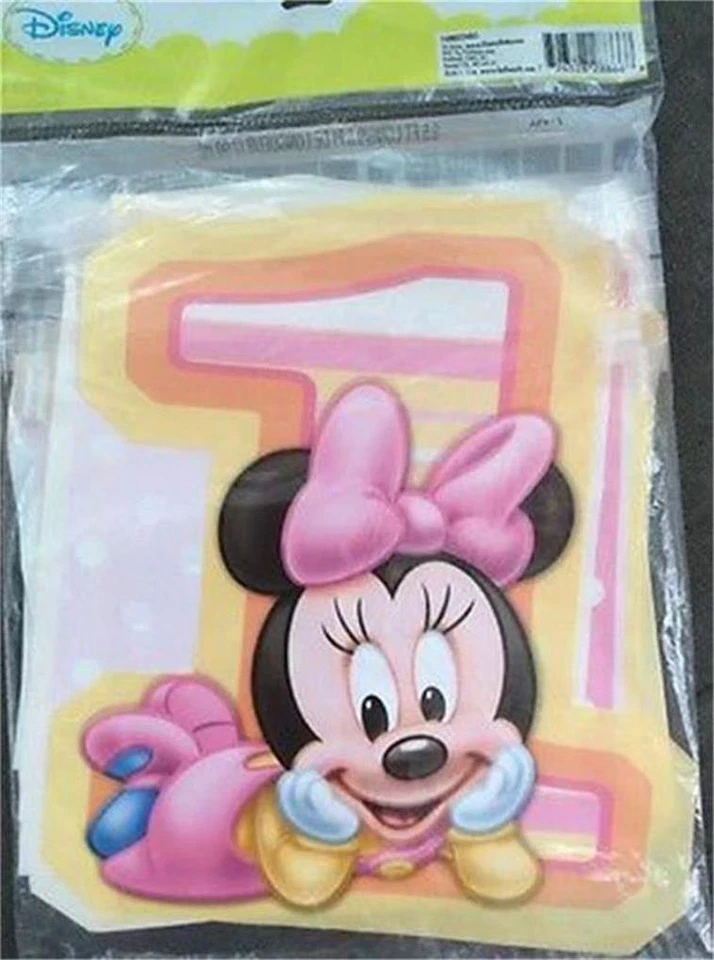 Disney Minnie Mouse 1er Primer Cumpleaños Fiesta Plástico Banner 1 Por Paquete Nuevo Foto 1 de 1