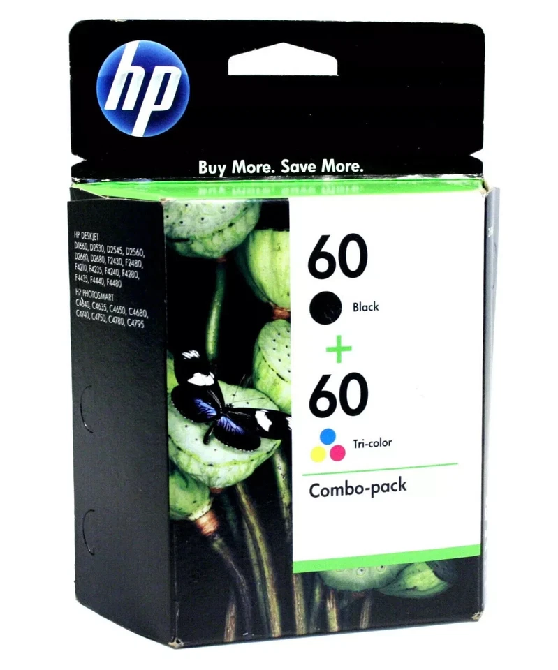 New Genuine HP 60 Black 60 Color Ink Cartridge Photosmart C4635 C4680 - 2PK - Image 1 of 1