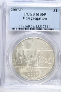2007 P Desegregation- Little Rock HS -PCGS MS69 Modern Commem Silver Dollar - Picture 1 of 2