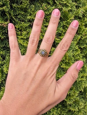 Винтажная марокканская мозаика ручной работы Sahara Rif Tuareg из латуни зелий камень унисекс размер 10 - Изображение 1 из 4