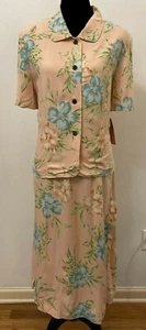 Tahiti Reef Club Womens Jacket & Maxi Dress Large Peach Tropical Print 2 Pieces - Picture 1 of 12