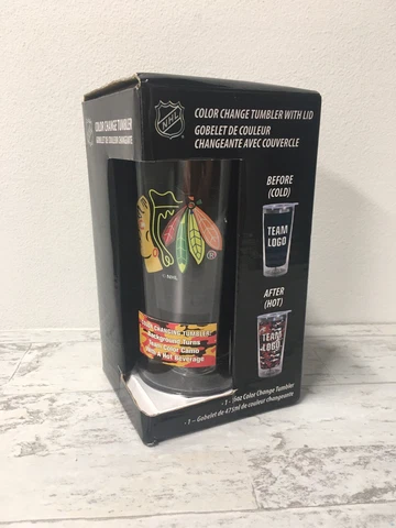 NEW NHL CHICAGO BLACKHAWKS Hockey COLOR CHANGE TUMBLER With LID 16oz LICENSED Cover