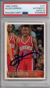 Tarjeta Topps firmada por Allen Iverson Philadelphia 76ers 1996 #171 clasificación PSA 97208904 - Imagen 1 de 1