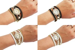 EXCELLANC DAMENUHR ARMBANDUHR Wickeloptik Mädchen Analog Watch Geschenk Trendy