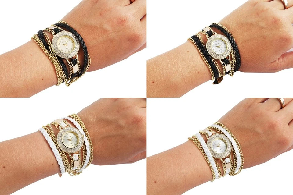 EXCELLANC DAMENUHR ARMBANDUHR Wickeloptik Mädchen Analog Watch Geschenk Trendy - Bild 1 von 1