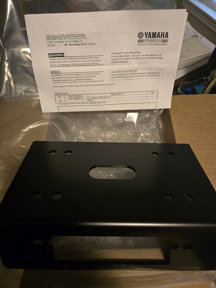 Yamaha Wolverine X2 y X4 2020 stock barra de agarre delantera barra de montaje en cabrestante-F28M0-V0 Foto 1 de 2