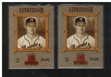 (2) 2002 DONRUSS DIAMOND KINGS EDDIE MATHEWS HC15 HERITAGE COLLECTION INSERT LOT
