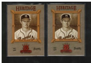 (2) 2002 DONRUSS DIAMOND KINGS EDDIE MATHEWS HC15 HERITAGE COLLECTION INSERT LOT