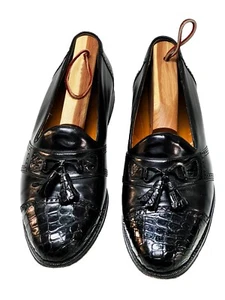 MEN'S BLACK GENUINE CROCODILE DRESS LOAFERS FROM NEIMAN MARCUS - SIZE 7 - Picture 1 of 6