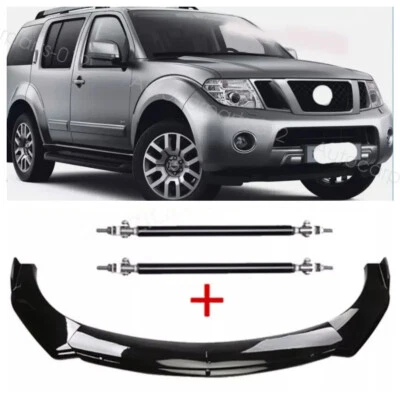 Glossy Blk Front Bumper Lip Splitter Spoiler Strut Rods For Nissan Pathfinder Foto 1 de 4