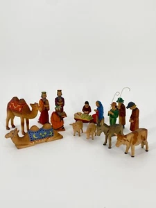 * ALTE WEIHNACHTS KRIPPE 15 FIGUREN SCHNITZEREI HELBIG HANDARBEIT VINTAGE - Bild 1 von 12