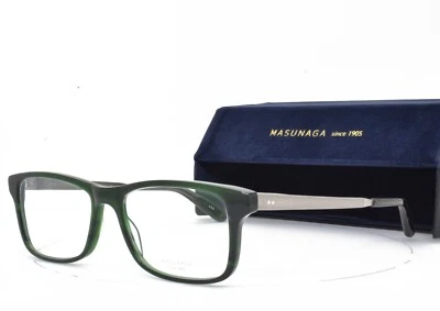MASUNAGA Eyeglasses Green Rectangular Silver 40U #38 53-17-145 - Image 1 of 4