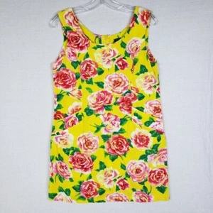 Vintage Jams World La Rosa Mini Dress Tunic Floral Crushed Rayon Yellow Pink S/M - Picture 1 of 11