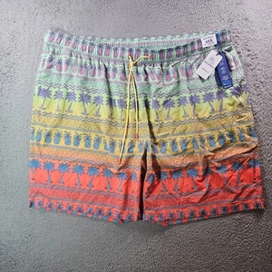 NWT Caribbean Swim Shorts Trunks Men's 4XB Big Lined Tropical Pineapple Palm - Picture 1 of 10