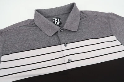 Camisa Polo Footjoy Para Hombres XL Calce Atlético Negra Gris Rayas Golf Rendimiento Foto 1 de 4