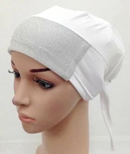 Women's Arabian Headscarf Muslim Hijab Splicing Lurex Hat Bandage Cap Shawls - Picture 1 of 30