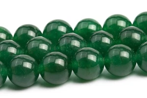 Perline di giada verde scuro 8 mm grado AA pietre preziose rotonde perline sfuse - Foto 1 di 4