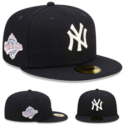 New Era New York Yankees 5950 Fitted Hat MLB 1996 World Series Patch Pink U/V - Image 1 of 4