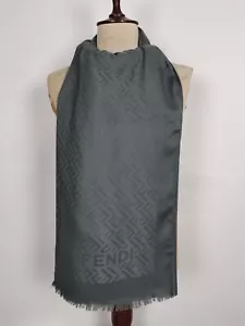 FENDI genuine vintage silk Grey Cashmere wrap shawl winter scarf scarves - Picture 1 of 7