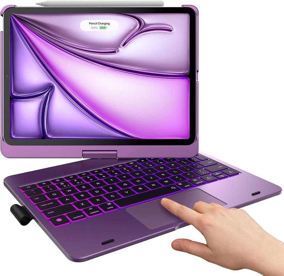 iPad Pro/Air 11" Keyboard Case w/ Trackpad, Backlit, 360° Rotating Cover Violet - Image 1 of 4