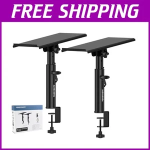 Universal Compatibility Adjustable Speaker Stands with Heavy-Duty Desk Clamp - Picture 1 of 9