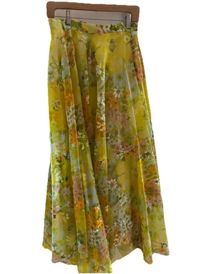 Malbec 11-12 Vintage Falda Floral Capa Amarilla Maxi Foto 1 de 4