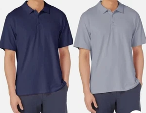 Neu mit Etikett Kirkland Herren-Poloshirt Größe L Performance 4-Wege-Stretch blau oder grau - Bild 1 von 2