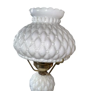 Vintage Diamond Quilted White Milk Glass Hurricane Lamp 18" Tall Tested Works - Picture 1 of 6
