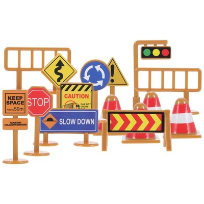  2 Sets Traffic Road Sign Toys Miniature Traffic Barricades Signs Early - Image 1 of 4
