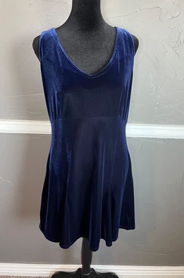 Vintage Y2K Victoria’s Secret Navy Velvet Mini Dress Women’s Size L Party - Image 1 of 4