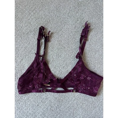 Dita Von Tesse Lingerie Bralette Bra Deep Plum Lace  Size Small 10 - Image 1 of 4