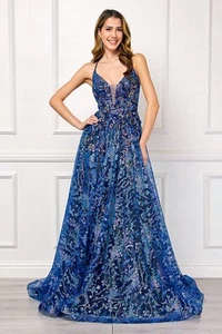 Vestido formal cuello en V lentejuelas sin mangas vestido de graduación de Amelia Couture 4050 - Imagen 1 de 26