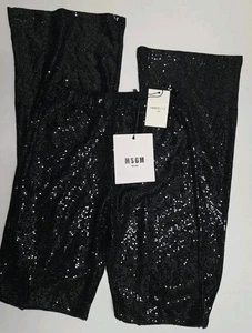 Neu Farfetch MSGM schwarze PAILLETTEN SCHLAGHOSE hergestellt in Italien Größe 40 US Größe 6 - Bild 1 von 5
