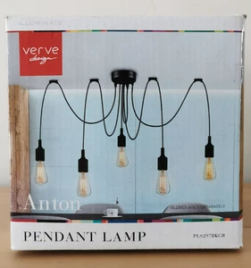 Verve Design Anton Pendant Hanging Ceiling Light Lamp Black - 5 x 60W E27 - Picture 1 of 6