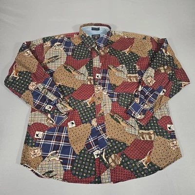 Vintage Chaps Ralph Lauren Shirt Adult Large Blue Australian Patchwork Button Up - Image 1 of 4