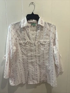 Leichtes Baumwoll Western Shirt Damen Medium Knöpfe Blumen Boho Cowgirl - Bild 1 von 6