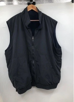 Pebble Beach Black Full Zip Up Nylon Embroidered Logo Reversible Bomber Vest XL - Image 1 of 4