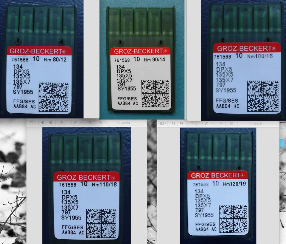 Groz-Beckert Industrial Sewing 10 Needles DPx5 135x5 Size Various