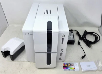 Evolis Primacy Expert ID Badge Card Printer PM1H0000BS w/ Power Supply - Image 1 of 4