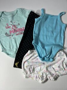 Baby Girl clothes 6-9 months Stars Outfits 4 piece lot top, pants, shirt, shorts