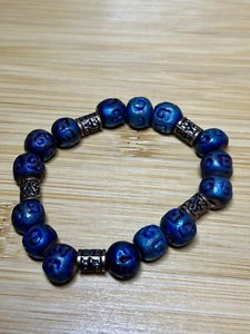 Unisex Bracelet - Blue Clay and Bronze - for Transformation, growth - handcraft - Picture 1 of 8