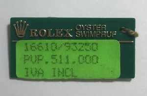 ROLEX Green Tag HANGTAG Oyster Steel SUBMARINER DATE 16610 93250 P774296 2000 - Picture 1 of 2