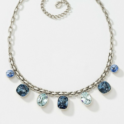 VETEMENTS Collana Cristalli Touchstone di Swarovski BASKETWEAVE Cristallo Blu Placcato Argento