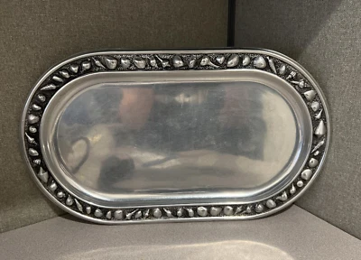 Plato de plata antiguo con recorte de concha marina 18 x 11 x 1 Foto 1 de 4