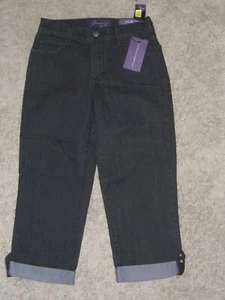NYDJ NOT YOUR DAUGHTER'S JEANS Black Cuffed Denim Capri Jeans Pants - 2 - NWT - Picture 1 of 4